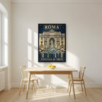 Fontana Di Trevi — Rome art print, in a black frame, styled in a kitchen