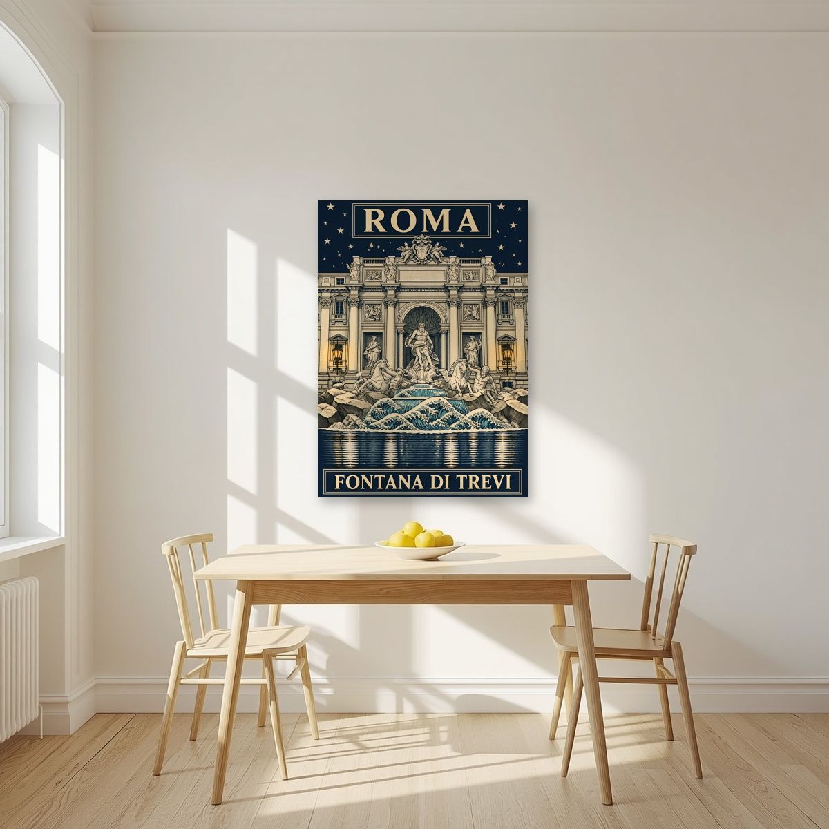 Fontana Di Trevi — Rome art print, unframed poster, styled in a kitchen
