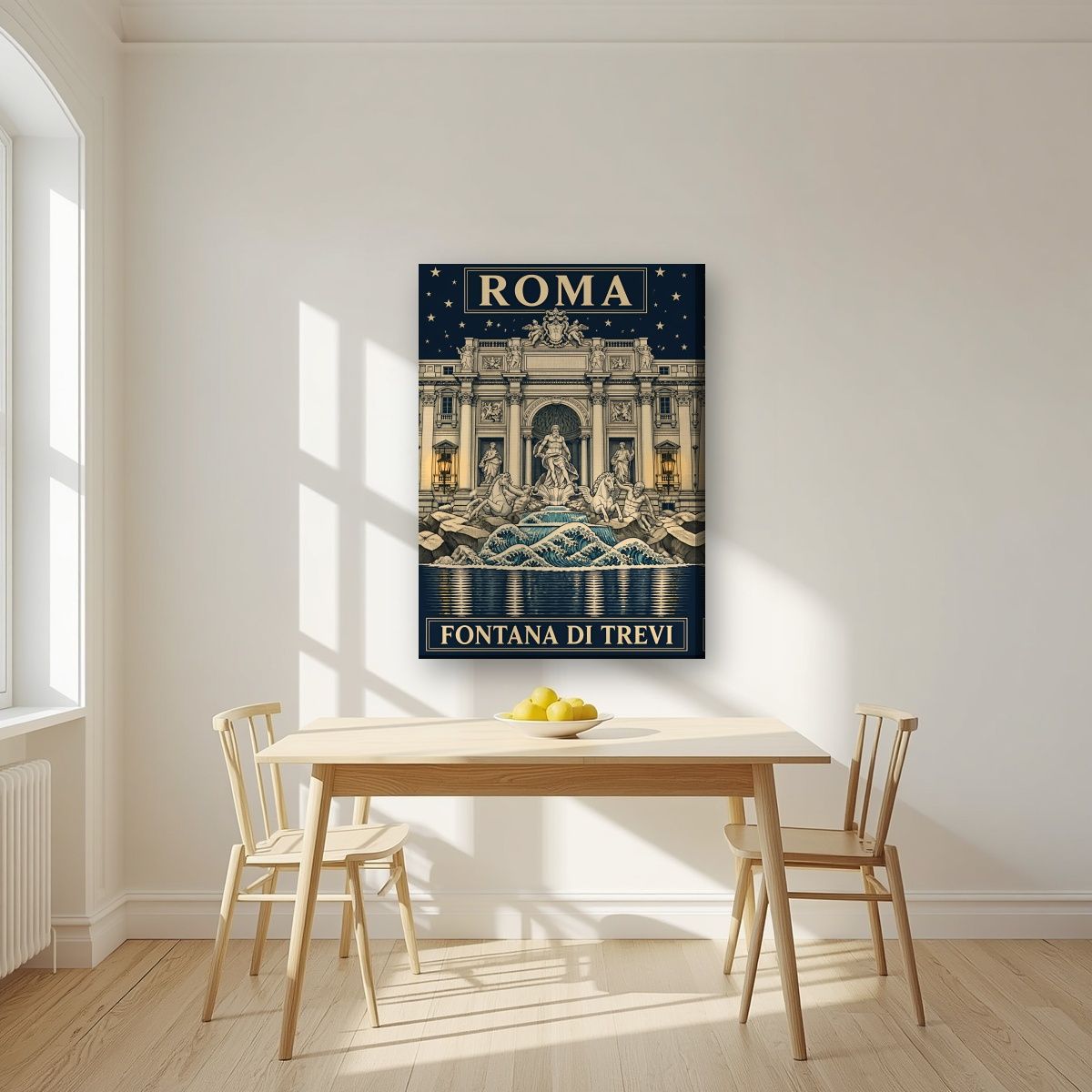 Fontana Di Trevi — Rome art print, on slim canvas, styled in a kitchen