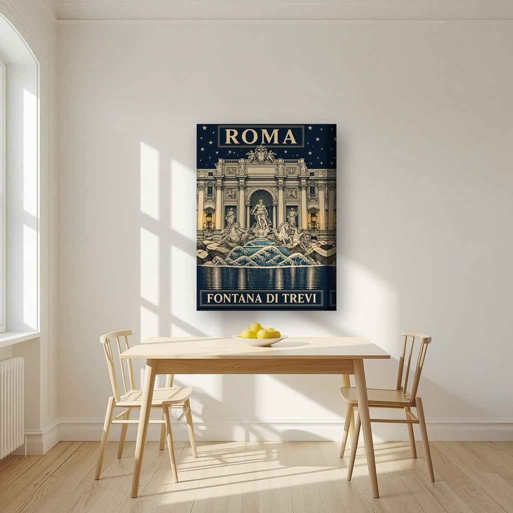 Fontana Di Trevi — Rome art print, on thick canvas, styled in a kitchen