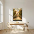 Giardino Degli Aranci — Rome art print, in a black frame, styled in a kitchen