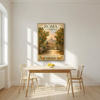Giardino Degli Aranci — Rome art print, in an oak frame, styled in a kitchen