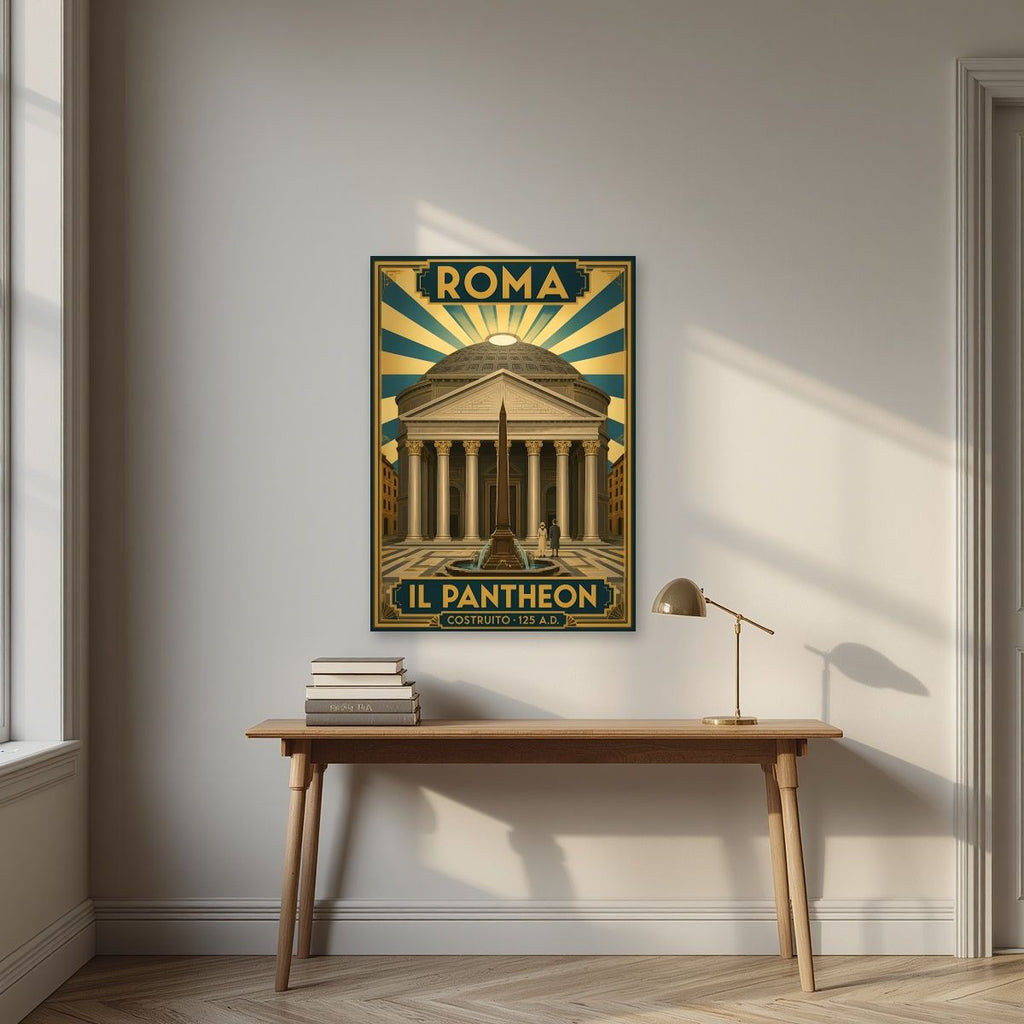 Il Pantheon — Rome art print, unframed poster, styled in a desk