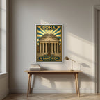Il Pantheon — Rome art print, in a white frame, styled in a desk