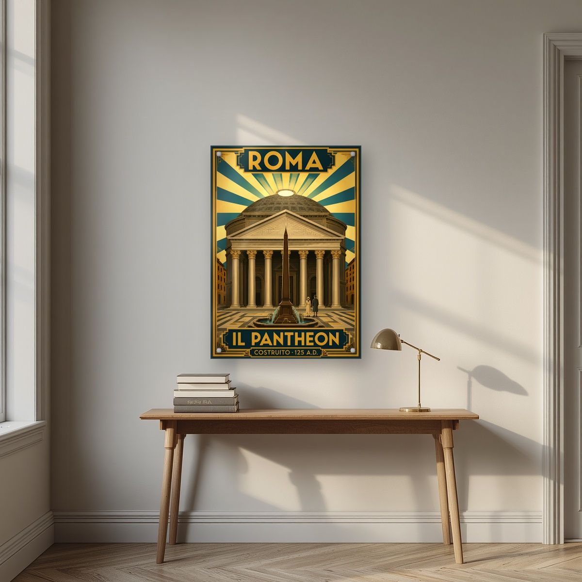 Il Pantheon — Rome art print, as an acrylic print, styled in a desk