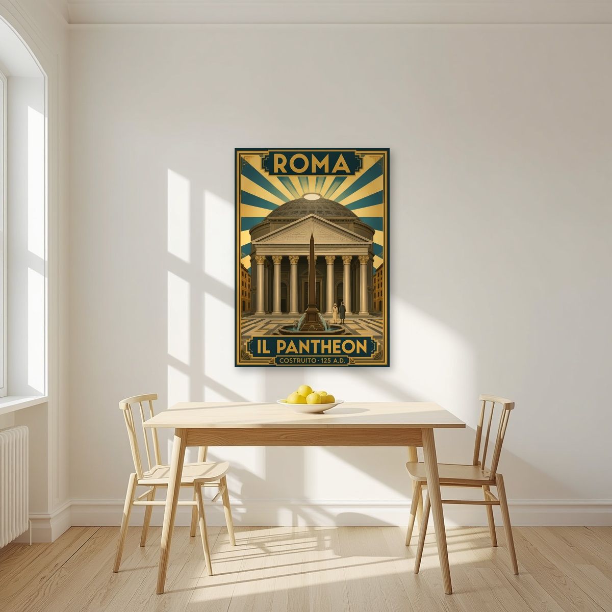Il Pantheon — Rome art print, unframed poster, styled in a kitchen