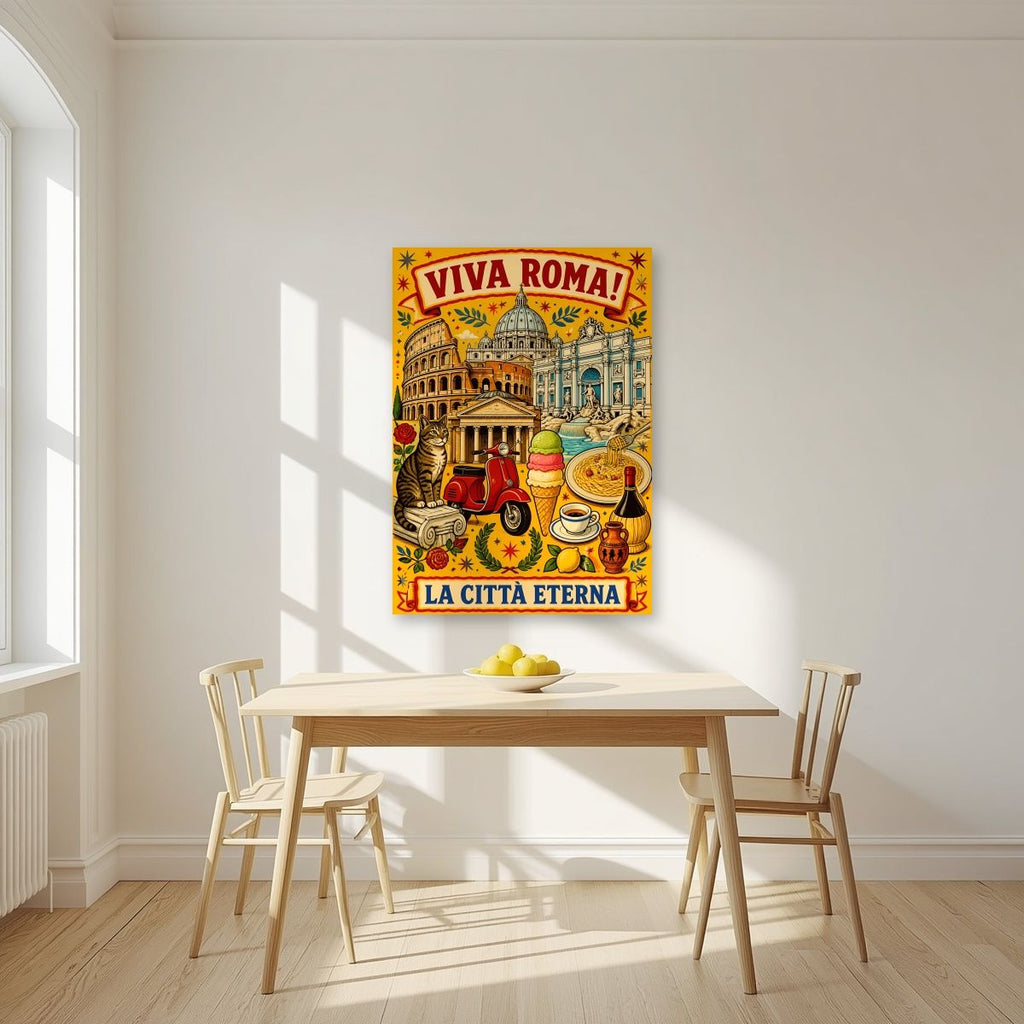 La Città Eterna — Rome art print, unframed poster, styled in a kitchen