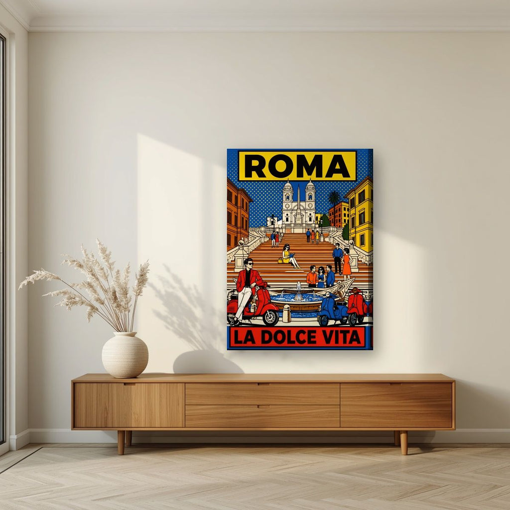 La Dolce Vita — Rome art print, on slim canvas, styled in a living room