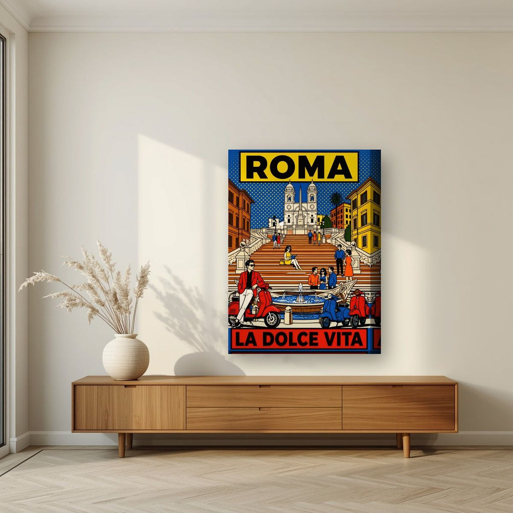 La Dolce Vita — Rome art print, on thick canvas, styled in a living room
