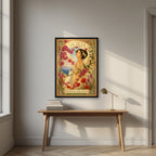 I Fiori Dell'Isola — Sicily art print, in a black frame, styled in a desk
