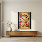 I Fiori Dell'Isola — Sicily art print, in a black frame, styled in a living room