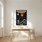Il Vulcano Di Fuoco — Sicily art print, unframed poster, styled in a kitchen