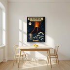 Il Vulcano Di Fuoco — Sicily art print, on slim canvas, styled in a kitchen
