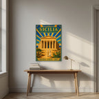 Valle Dei Templi — Sicily art print, unframed poster, styled in a desk