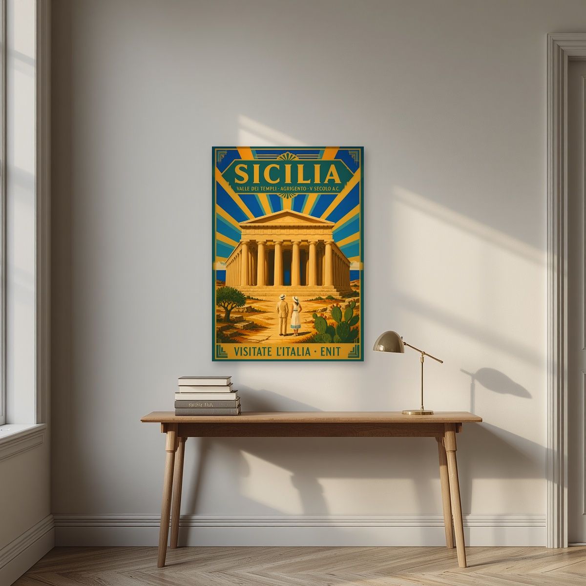 Valle Dei Templi — Sicily art print, unframed poster, styled in a desk
