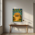 Valle Dei Templi — Sicily art print, on slim canvas, styled in a desk