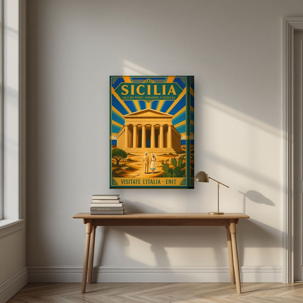 Valle Dei Templi — Sicily art print, on thick canvas, styled in a desk