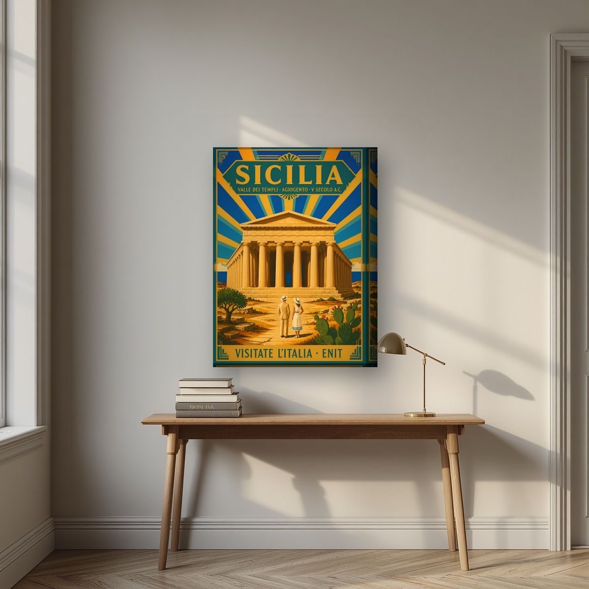 Valle Dei Templi — Sicily art print, on thick canvas, styled in a desk