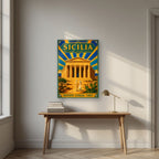 Valle Dei Templi — Sicily art print, as an acrylic print, styled in a desk