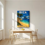 Cala d'Hort — Ibiza art print, on thick canvas, styled in a kitchen
