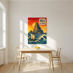 Es Vedra — Ibiza art print, unframed poster, styled in a kitchen