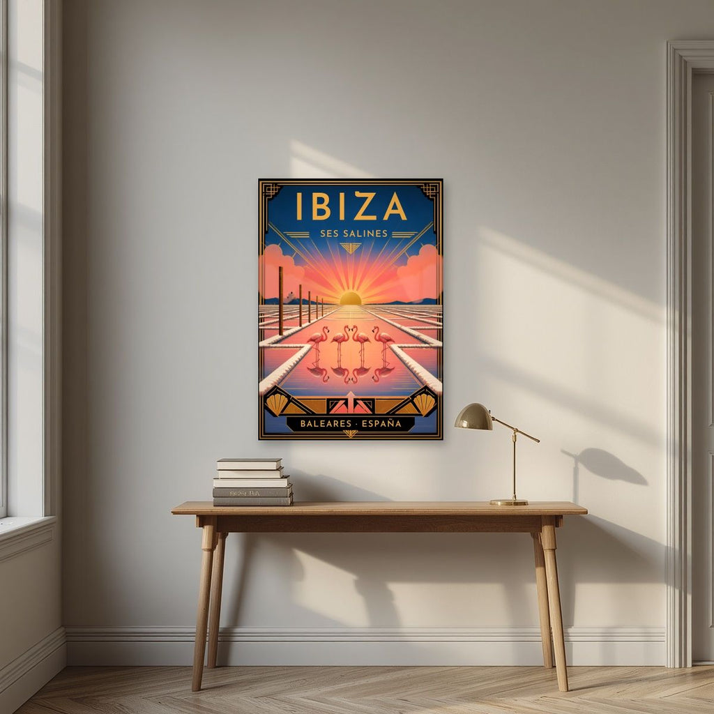 Ses Salines — Ibiza art print, unframed poster, styled in a desk