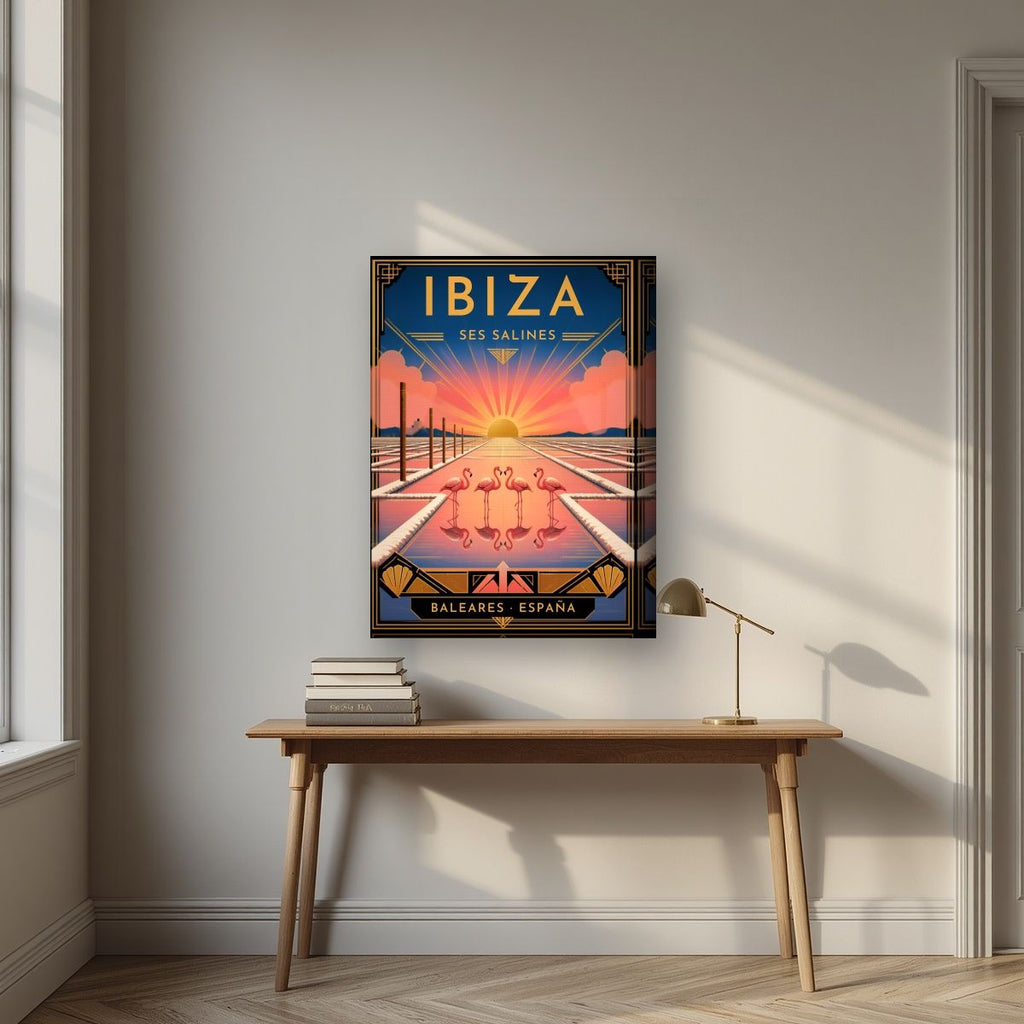 Ses Salines — Ibiza art print, on thick canvas, styled in a desk