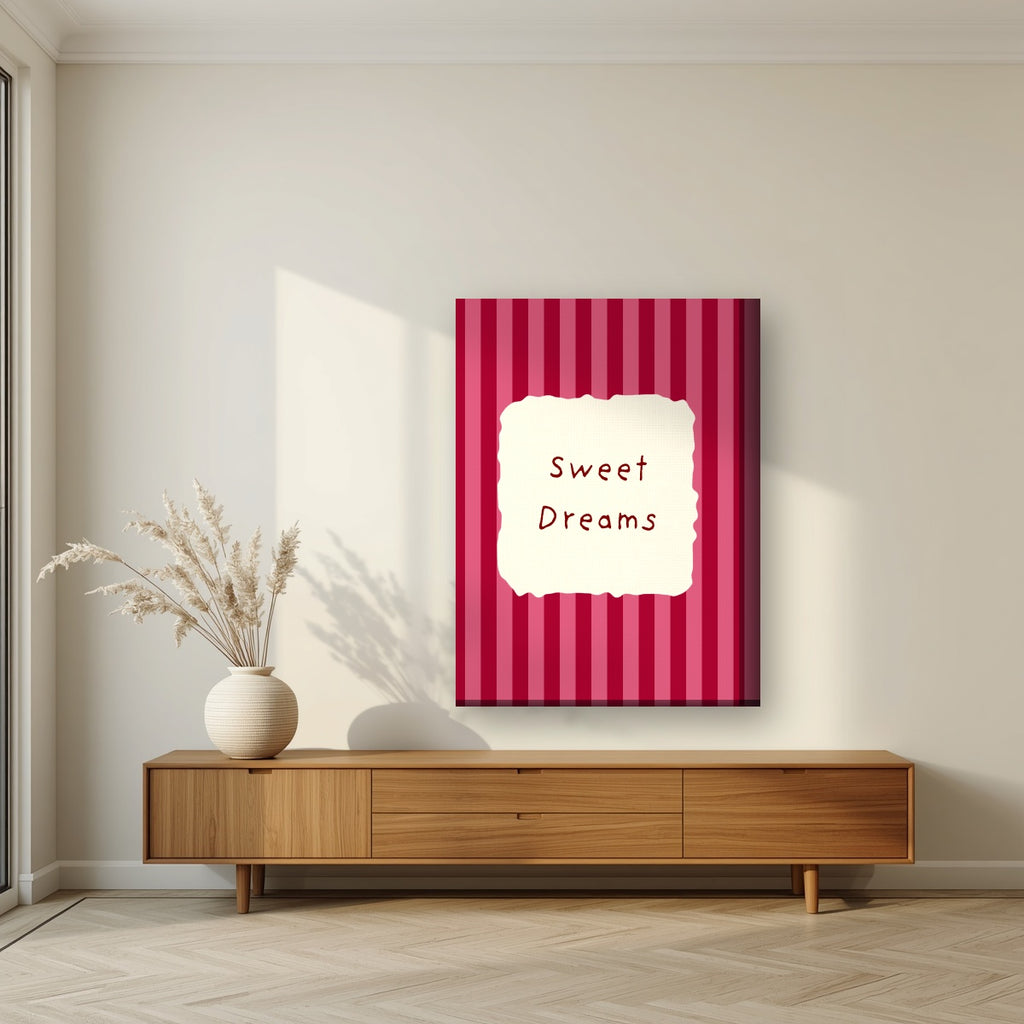 Sweet Dreams – Claret Stripe on thick canvas in a living room