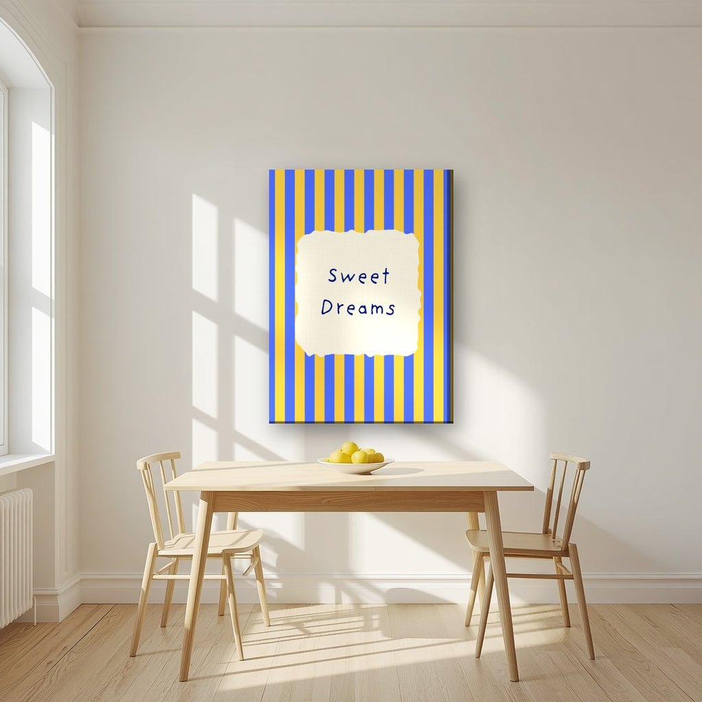 Sweet Dreams – Cornflower Stripe on slim canvas in a kitchen