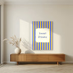 Sweet Dreams – Cornflower Stripe unframed poster in a living room