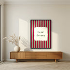 Sweet Dreams – Garden Sage print in a black frame in a living room