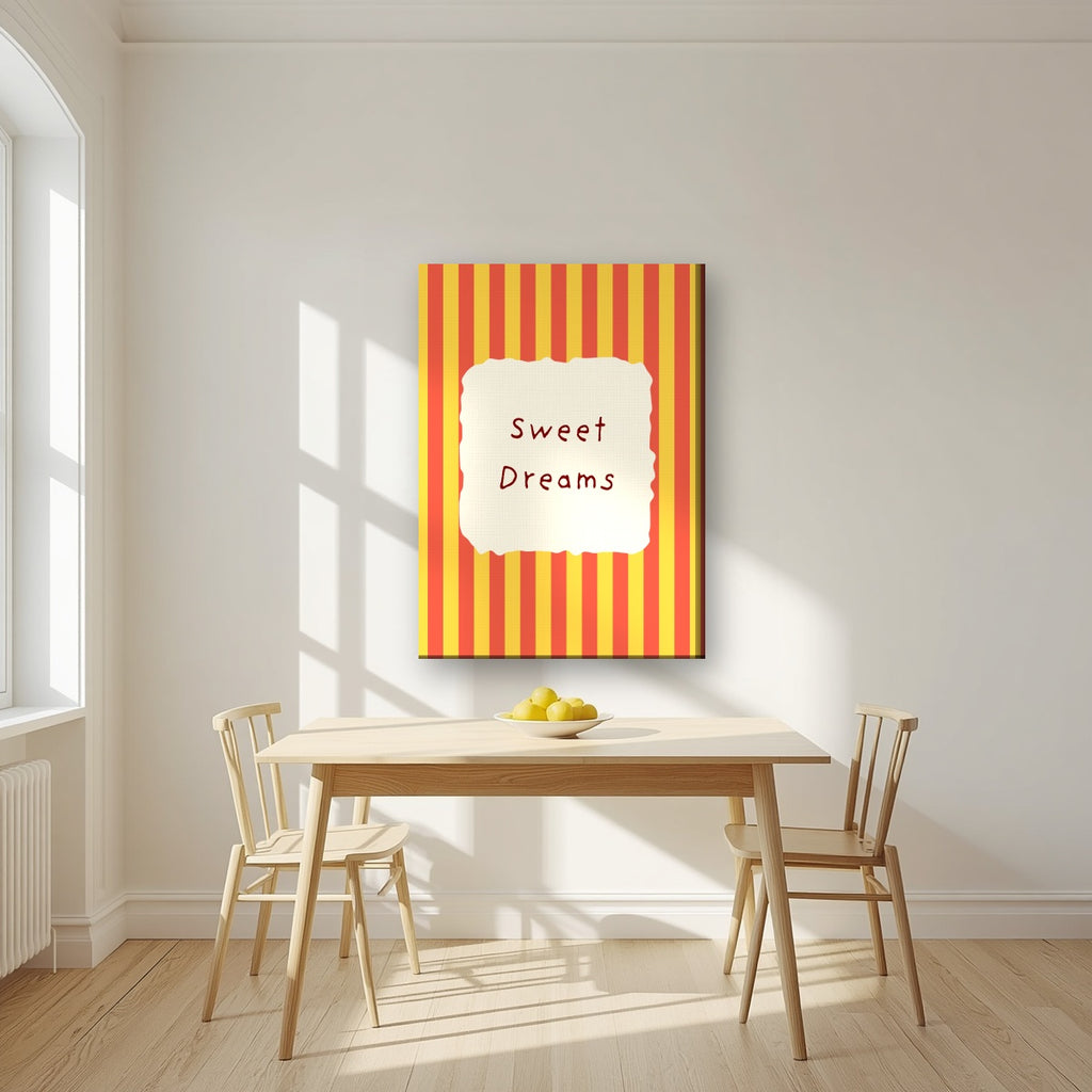 Sweet Dreams – Marmalade Stripe on slim canvas in a kitchen