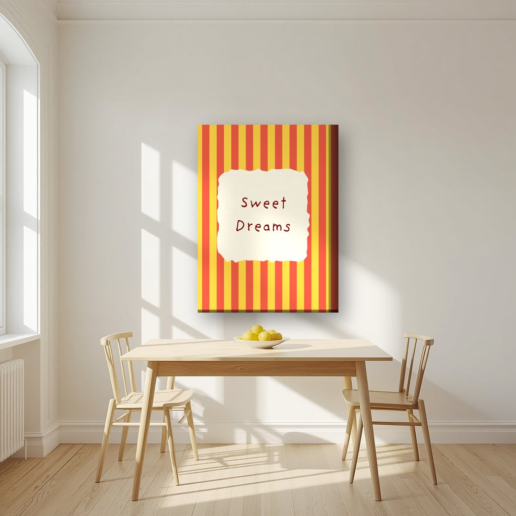 Sweet Dreams – Marmalade Stripe on thick canvas in a kitchen
