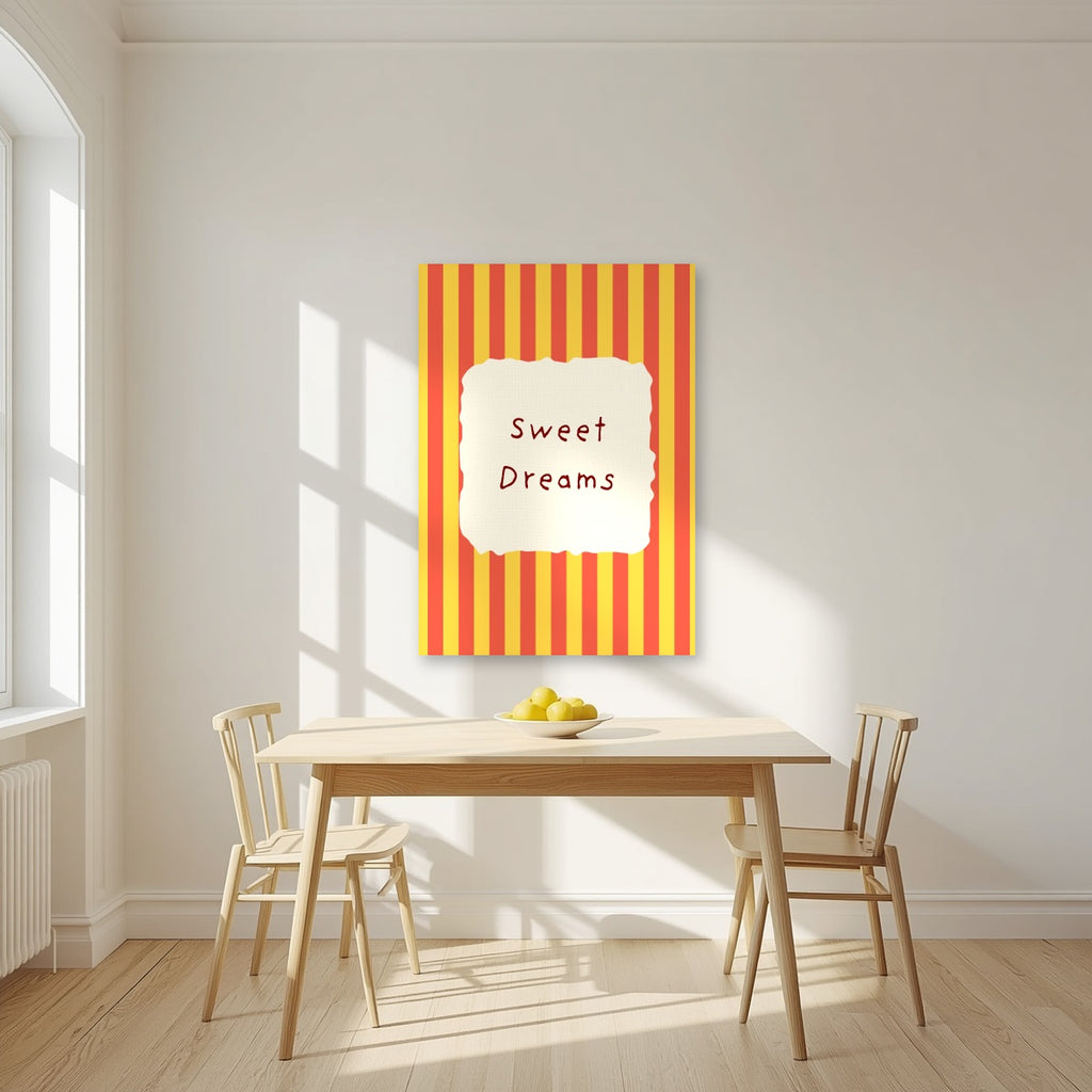 Sweet Dreams – Marmalade Stripe unframed poster in a kitchen