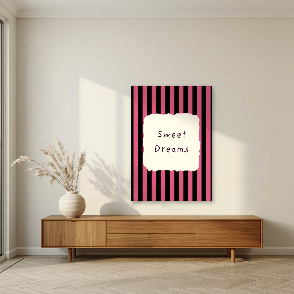Sweet Dreams – Midnight Stripe unframed poster in a living room