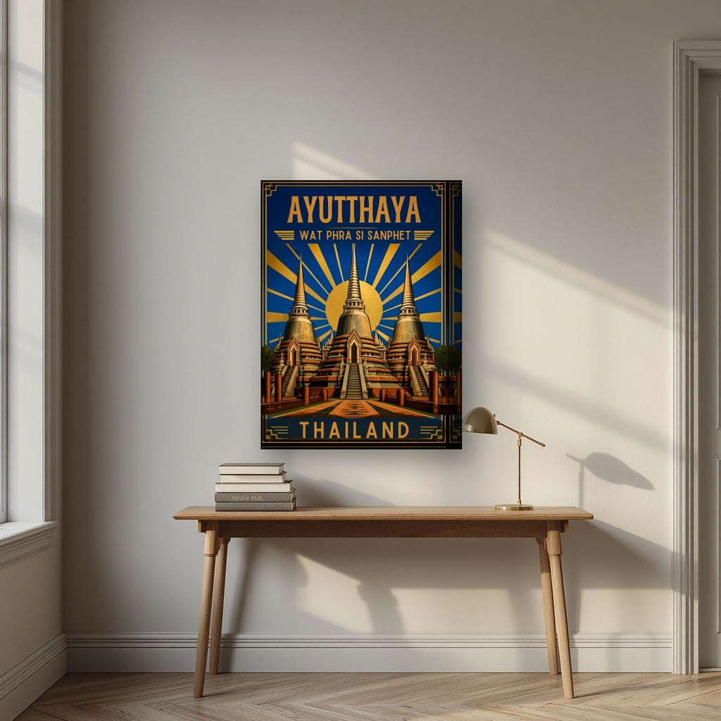 Phra Si Sanphet — Ayutthaya art print, on thick canvas, styled in a desk