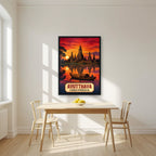 Wat Chaiwatthanaram — Ayutthaya art print, in a black frame, styled in a kitchen