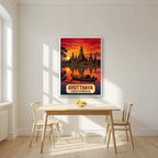 Wat Chaiwatthanaram — Ayutthaya art print, in a white frame, styled in a kitchen