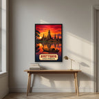 Wat Chaiwatthanaram — Ayutthaya art print, in a black frame, styled in a desk