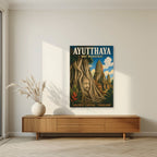 Wat Mahathat — Ayutthaya art print, unframed poster, styled in a living room
