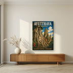 Wat Mahathat — Ayutthaya art print, on slim canvas, styled in a living room