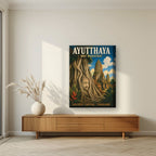 Wat Mahathat — Ayutthaya art print, on thick canvas, styled in a living room