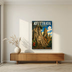 Wat Mahathat — Ayutthaya art print, as an acrylic print, styled in a living room