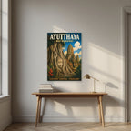 Wat Mahathat — Ayutthaya art print, unframed poster, styled in a desk