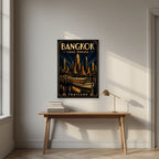 Chao Phraya by Night — Bangkok art print, unframed poster, styled in a desk