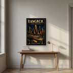 Chao Phraya by Night — Bangkok art print, on slim canvas, styled in a desk