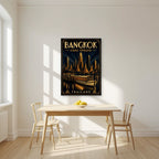 Chao Phraya by Night — Bangkok art print, unframed poster, styled in a kitchen