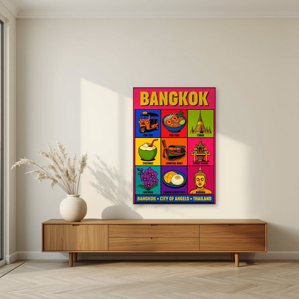 Krung Thep — Bangkok art print, unframed poster, styled in a living room