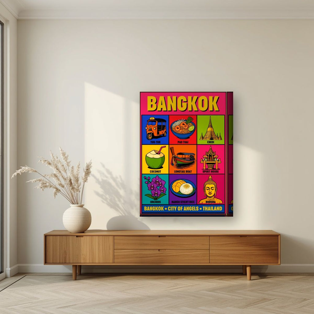Krung Thep — Bangkok art print, on thick canvas, styled in a living room