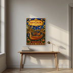 Royal Barge Procession — Bangkok art print, as an acrylic print, styled in a desk